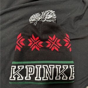PINK Victoria's Secret Black and Red Winter Beanie